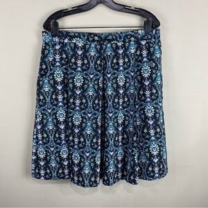 DownEast: Pleated Circle Midi Skirt Flowy Floral Geo Print Pattern Small (NWT)